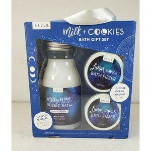 Hallu Milk & Cookies Bath Set Bubble Bath Bath Fizzer Ginger Ocean Orchid Scent